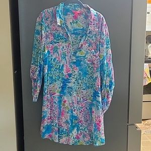 Lilly Pulitzer Natalie shirtdress cover up. Postcards from Postino .